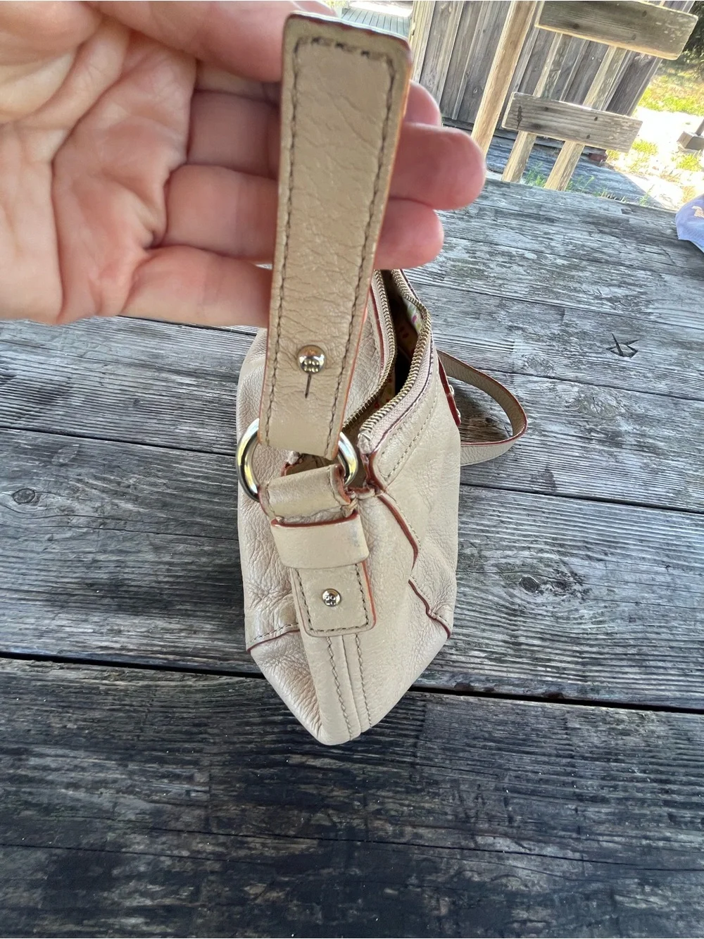 kate spade Beige Pebbled Leather Crossbody Bag with Adjustable Strap